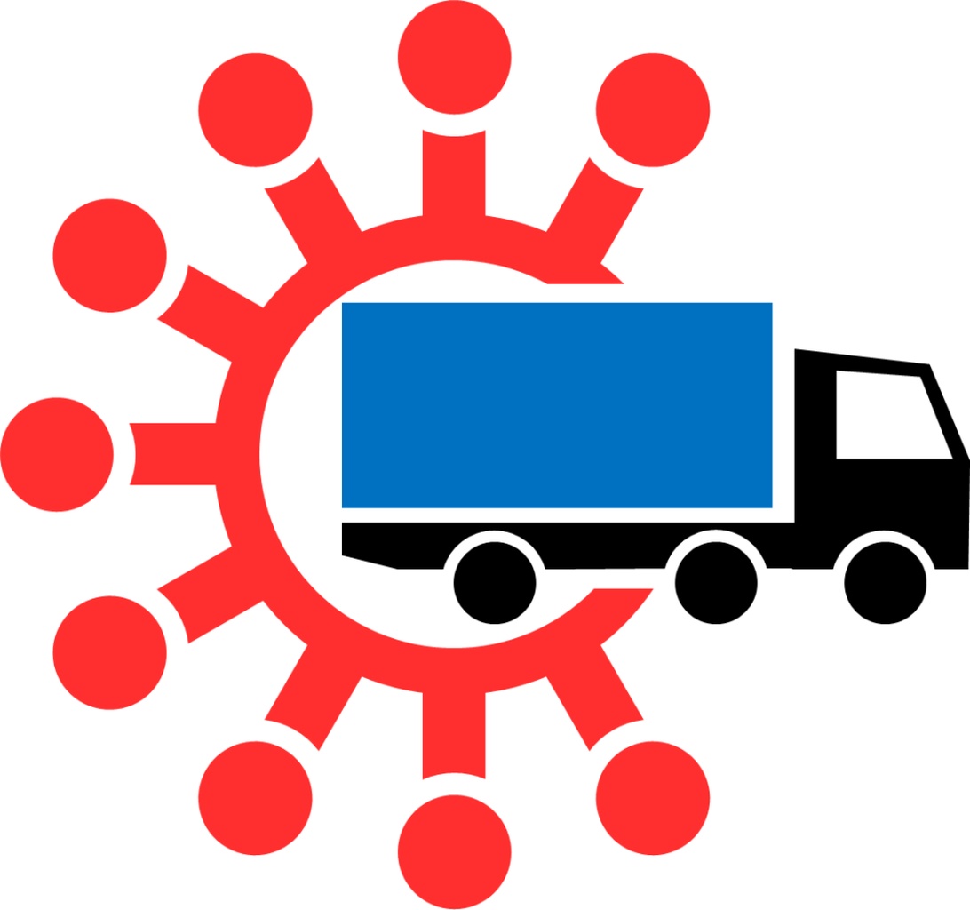 Stilisierte Grafik eines Lieferwagens integriert in eine Netzwerkstruktur, die digitale Konnektivität in der Logistik symbolisiert.